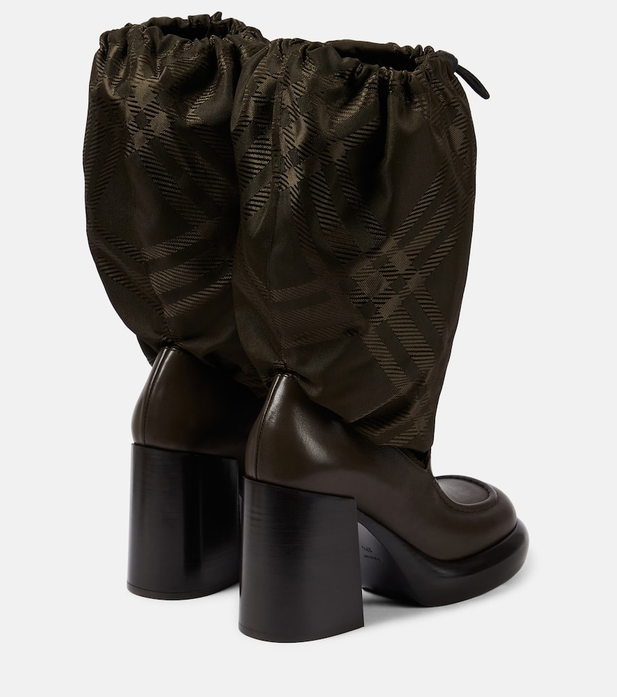 Burberry Leather And Nylon Blend Wedge Boots In Multicoloured