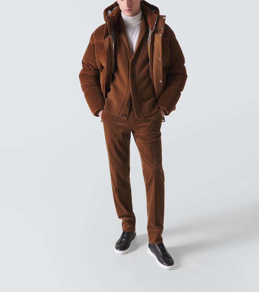 Zegna Cashmere And Mohair Cardigan In Dark Foliage