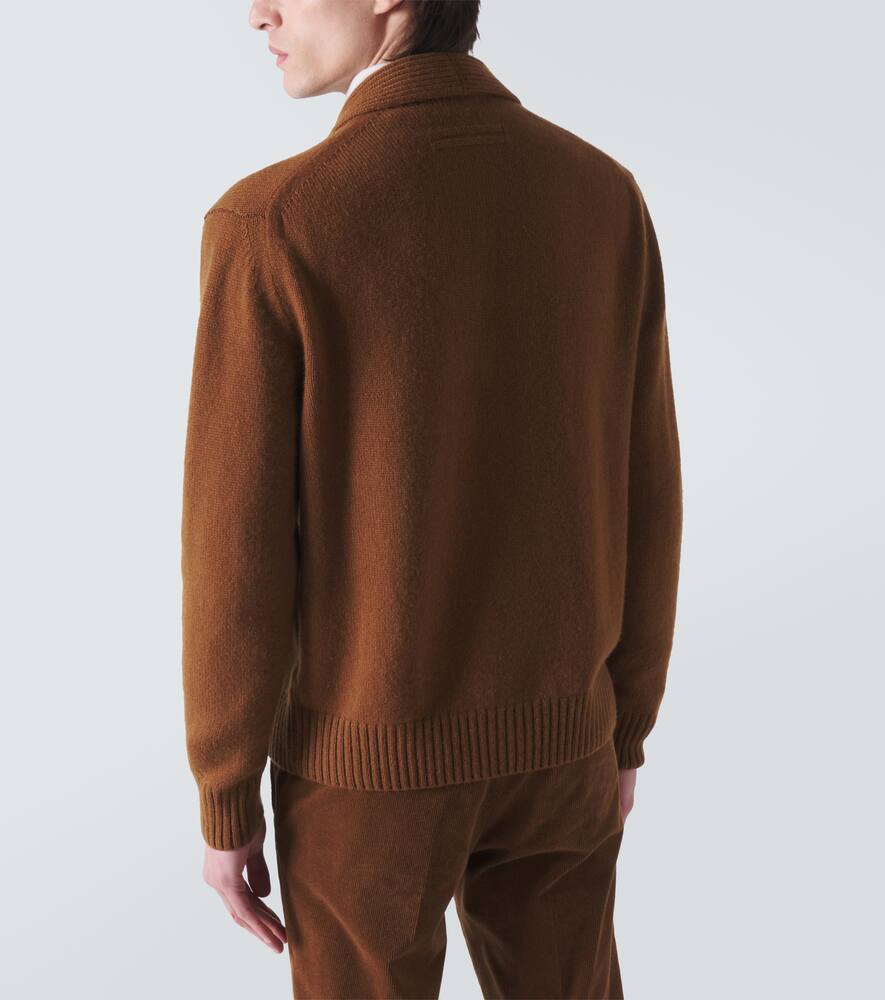 Zegna Cashmere And Mohair Cardigan In Dark Foliage