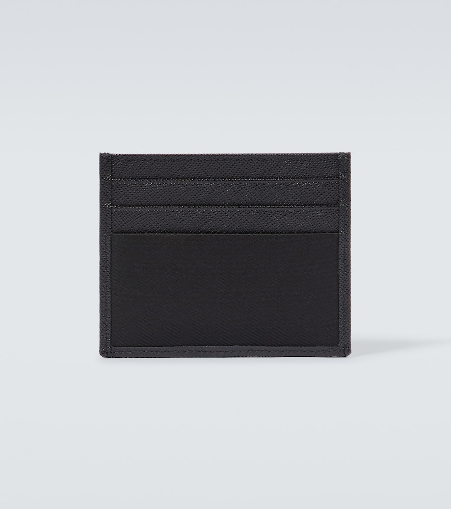 Prada Saffiano Card Case With Logo Triangle In Black