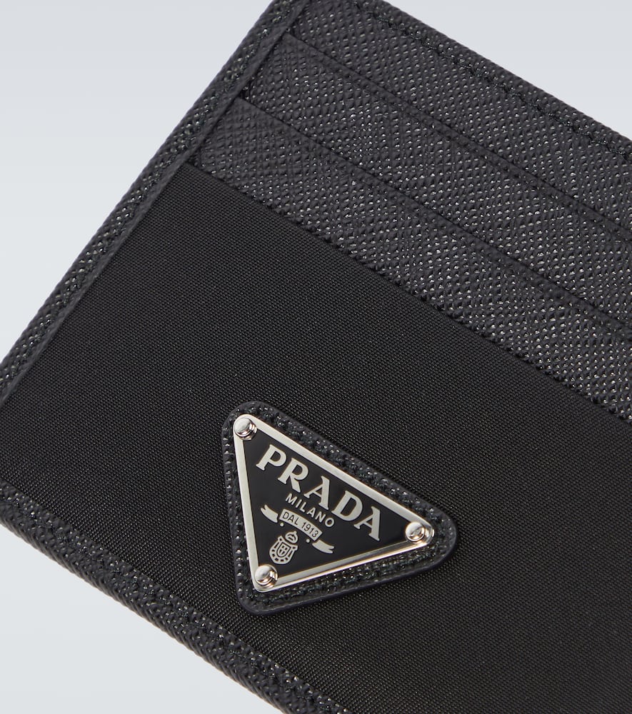 Prada Saffiano Card Case With Logo Triangle In Black