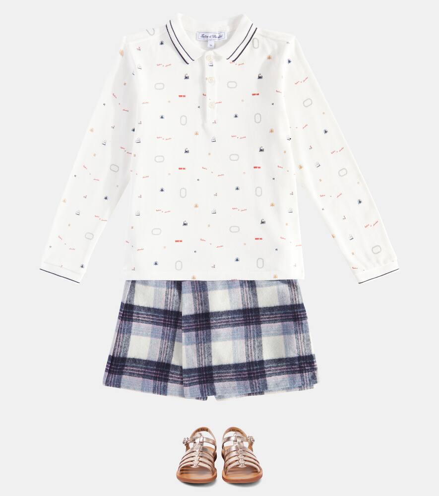 Tartine Et Chocolat Checked Wool-blend Skort In Blue
