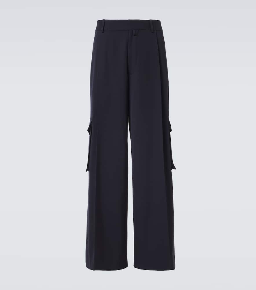 Dries Van Noten Navy-blue Wool Tris Pants In Blue