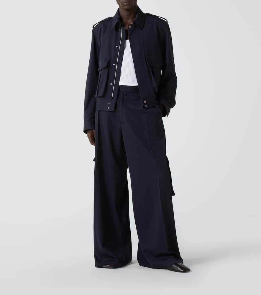 Dries Van Noten Navy-blue Wool Tris Pants In Blue