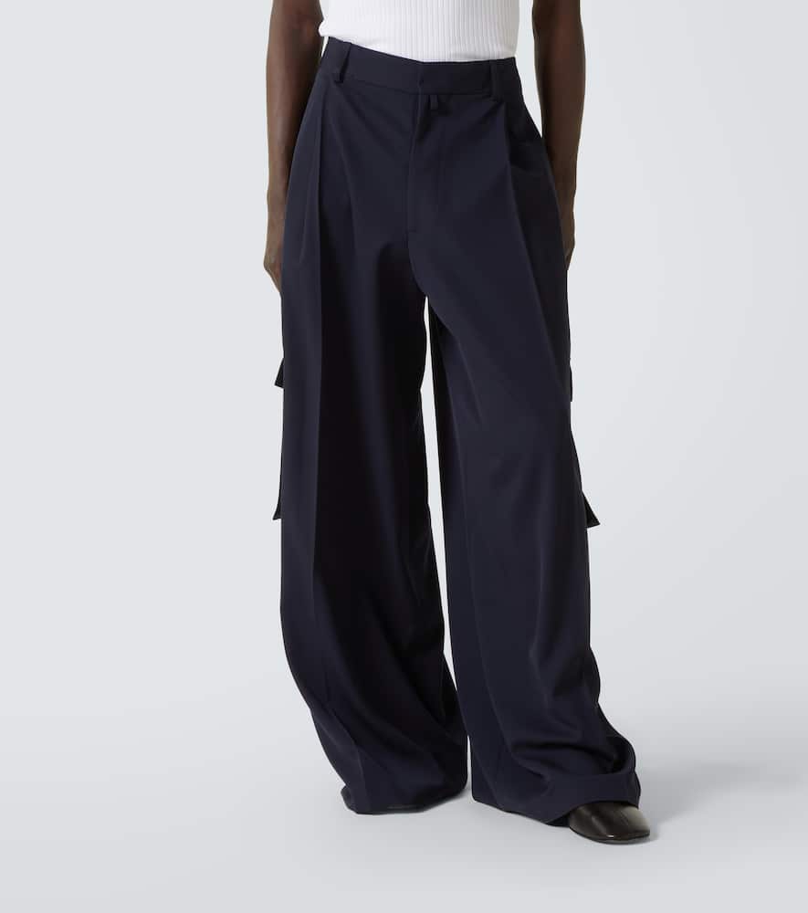 Dries Van Noten Navy-blue Wool Tris Pants In Blue