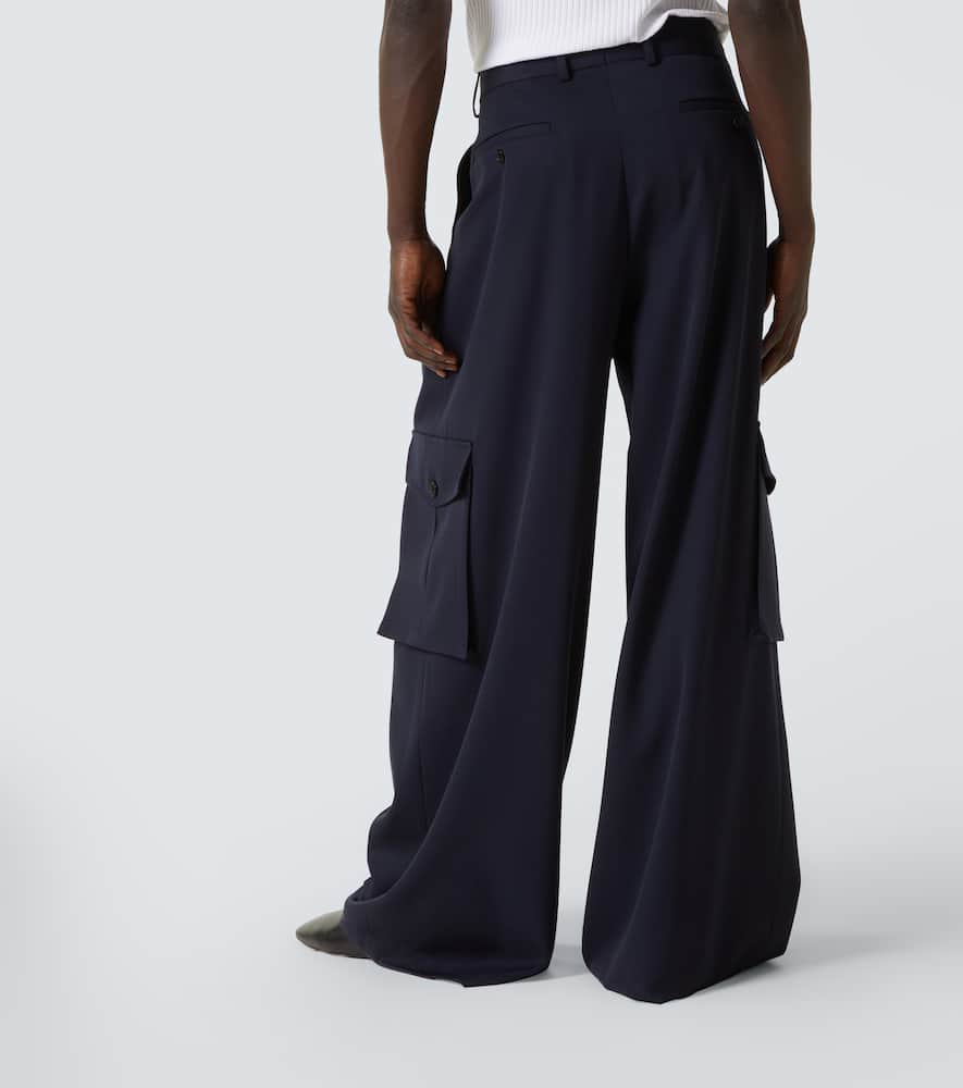 Dries Van Noten Navy-blue Wool Tris Pants In Blue