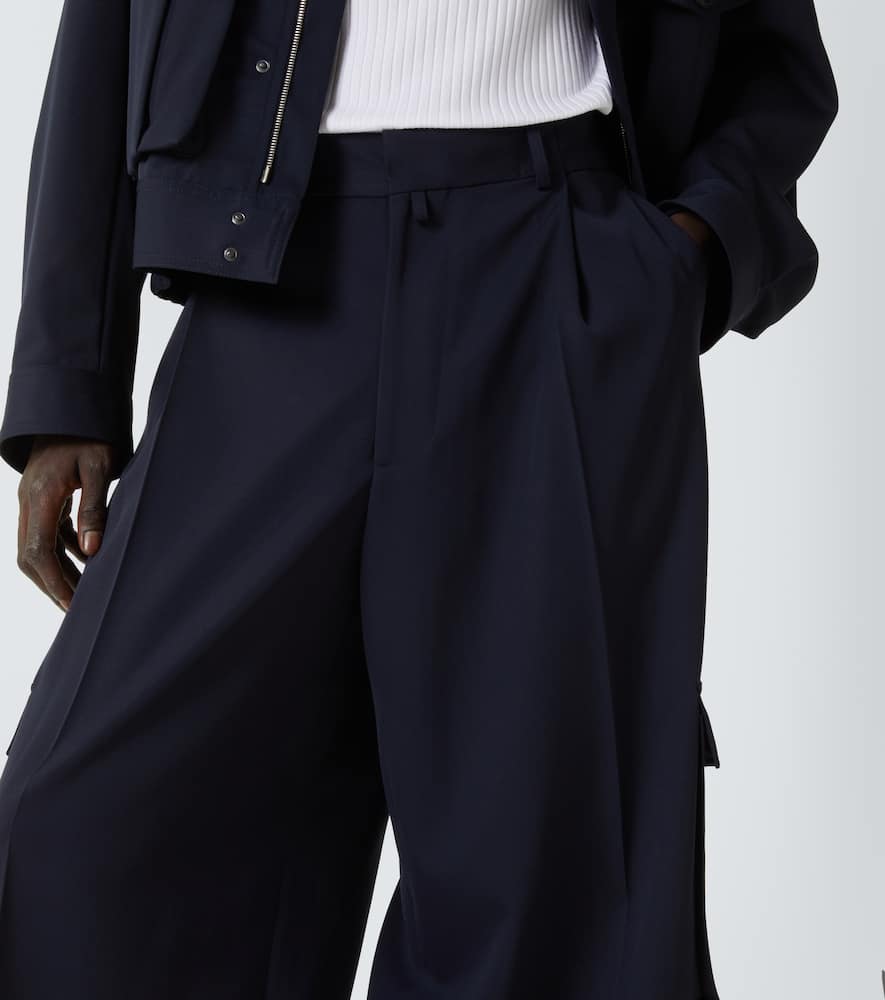 Dries Van Noten Navy-blue Wool Tris Pants In Blue