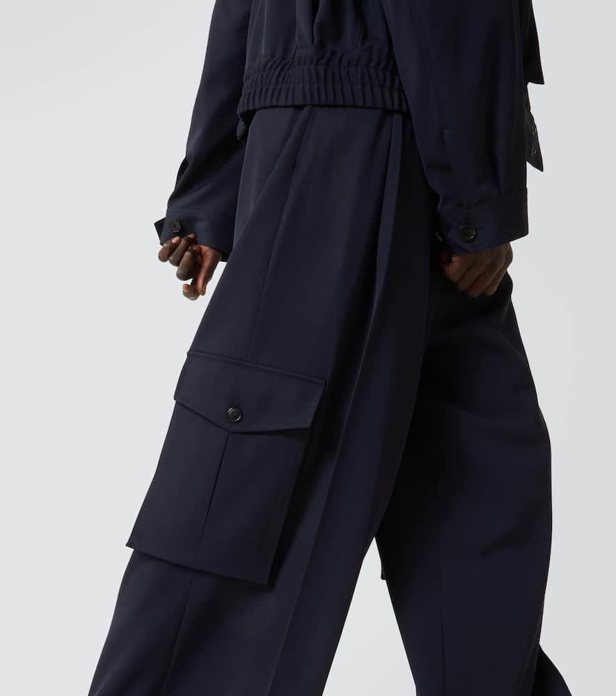 Dries Van Noten Navy-blue Wool Tris Pants In Blue