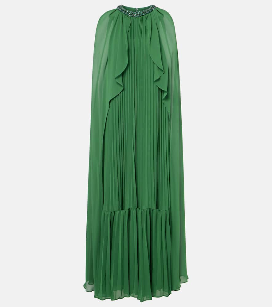 Caped chiffon gown