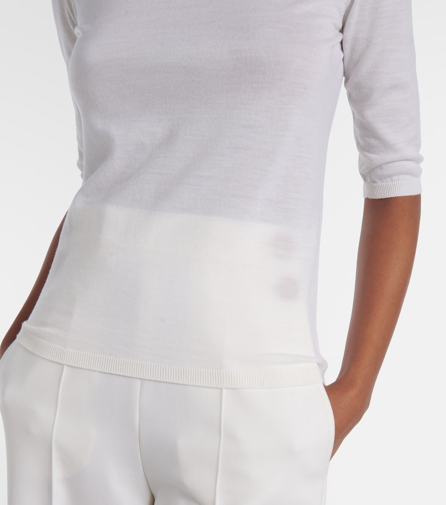 Max Mara Cecina Wool High-neck Top In White