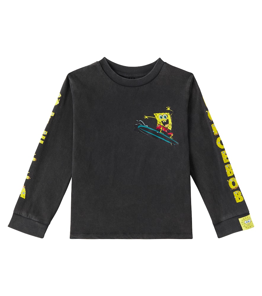 Stella Mccartney Printed Cotton Jersey Top In Black
