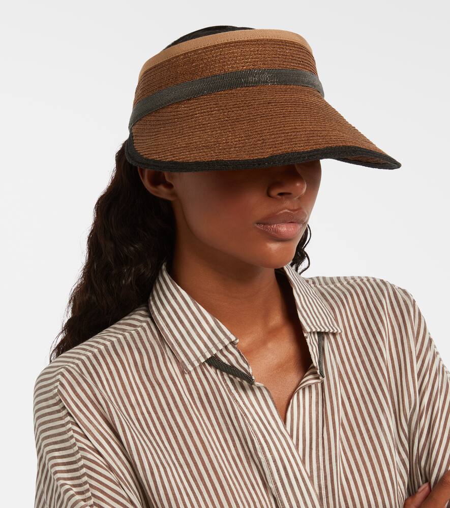 Brunello Cucinelli Monili Hemp And Cotton-blend Visor In Brown