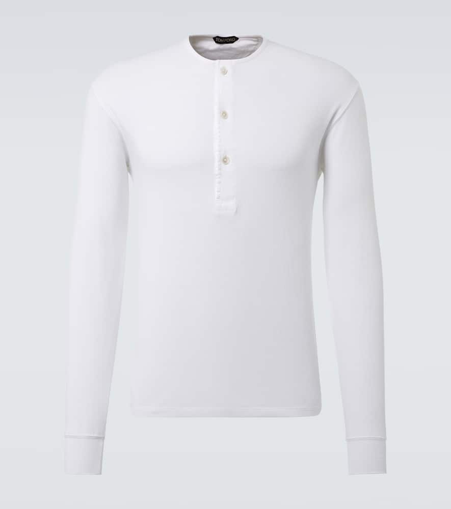 Cotton-blend Henley shirt