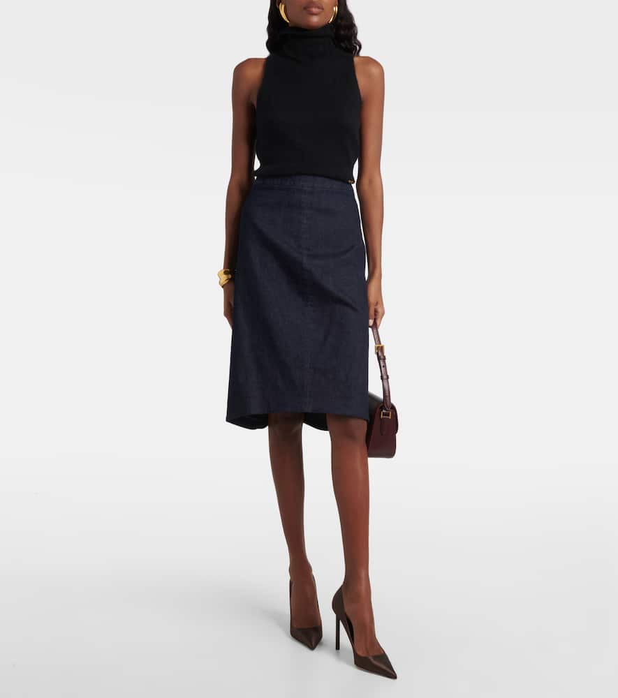 Tom Ford High-rise Denim Pencil Skirt In Blue