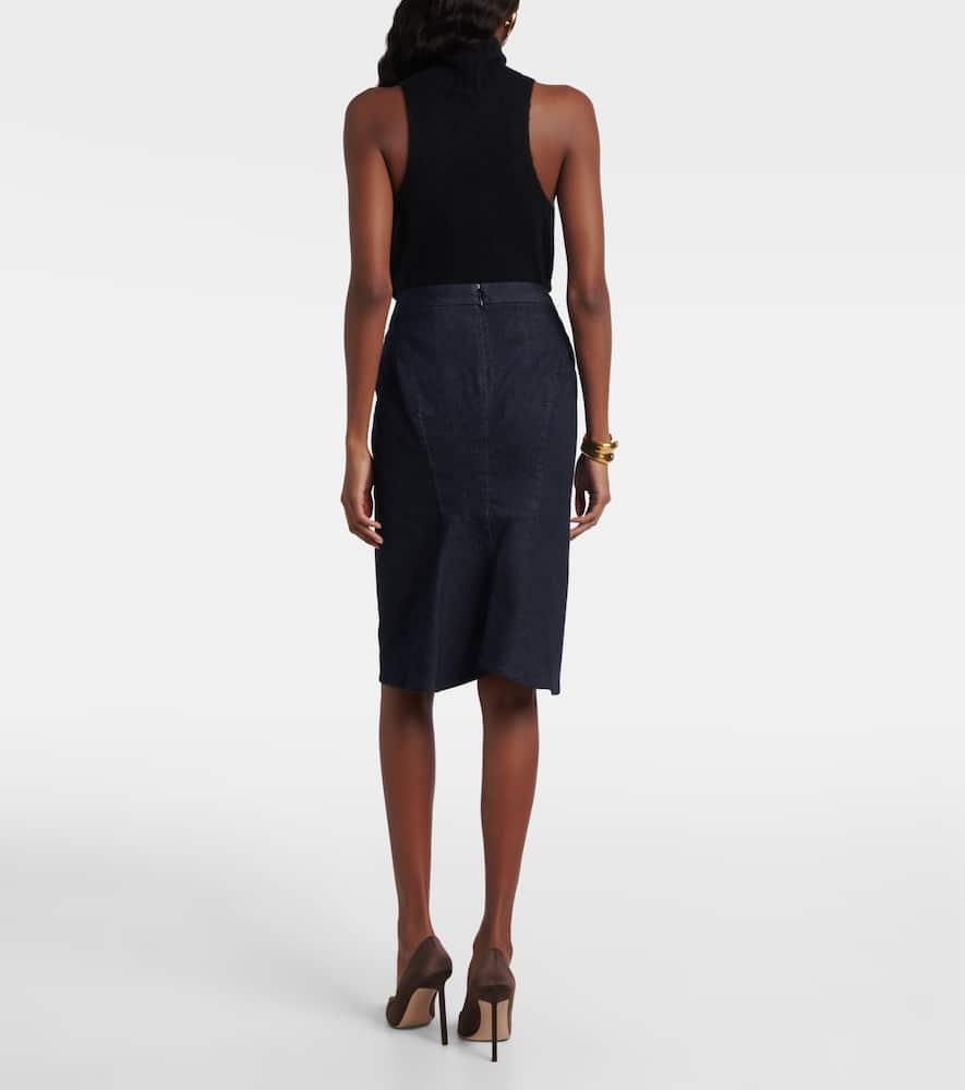 Tom Ford High-rise Denim Pencil Skirt In Blue