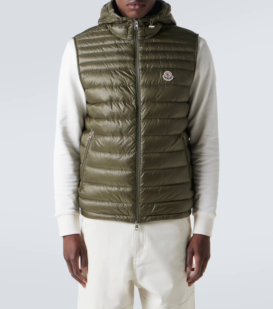 Moncler Mens Olive Orant Padded Nylon-down Gilet In Green
