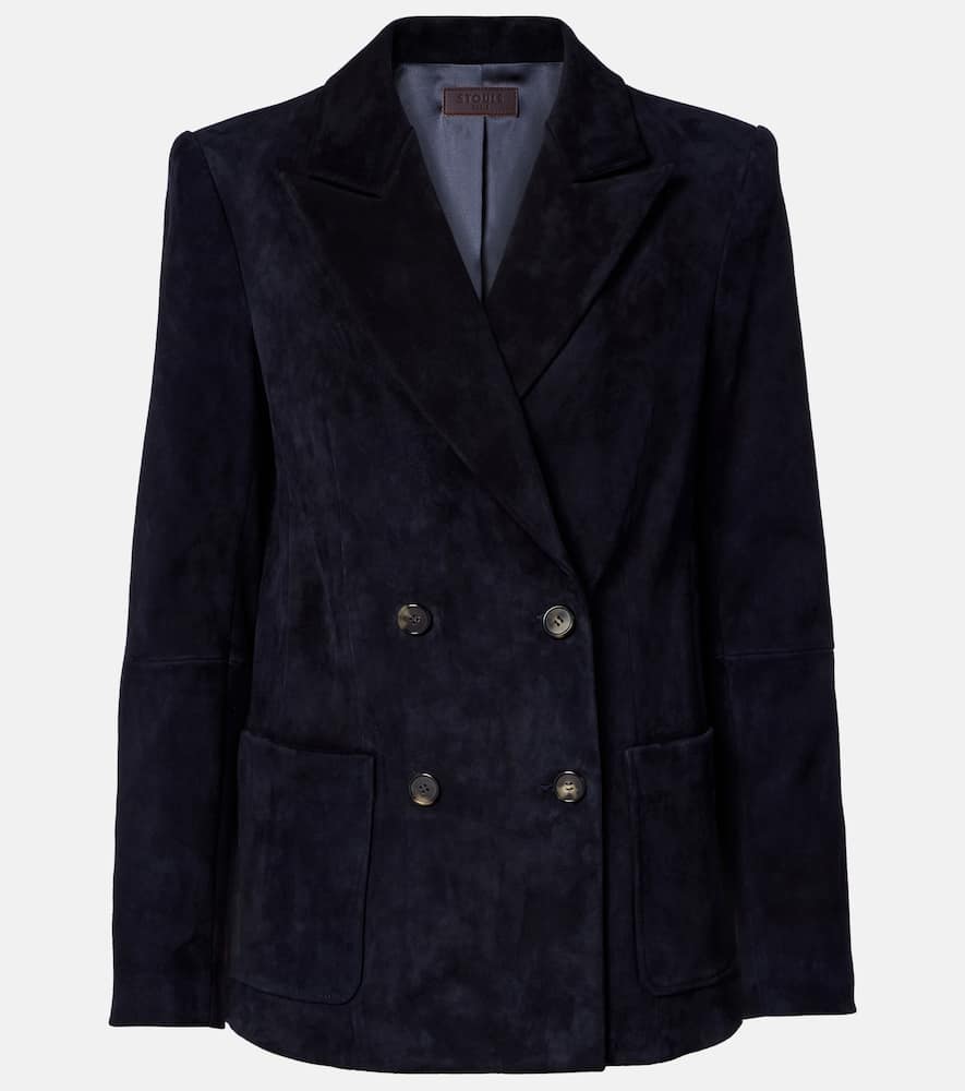 Stouls Suede Double-breasted Blazer In Black