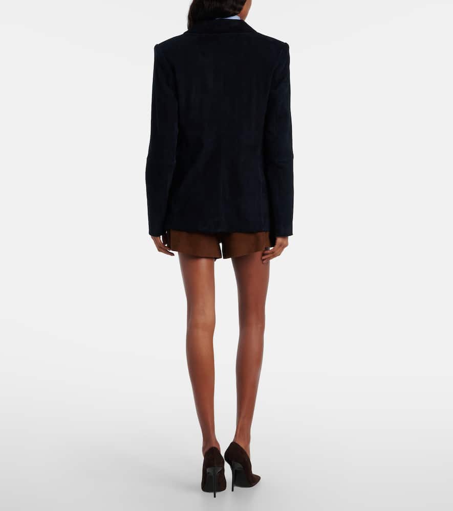 Stouls Suede Double-breasted Blazer In Black