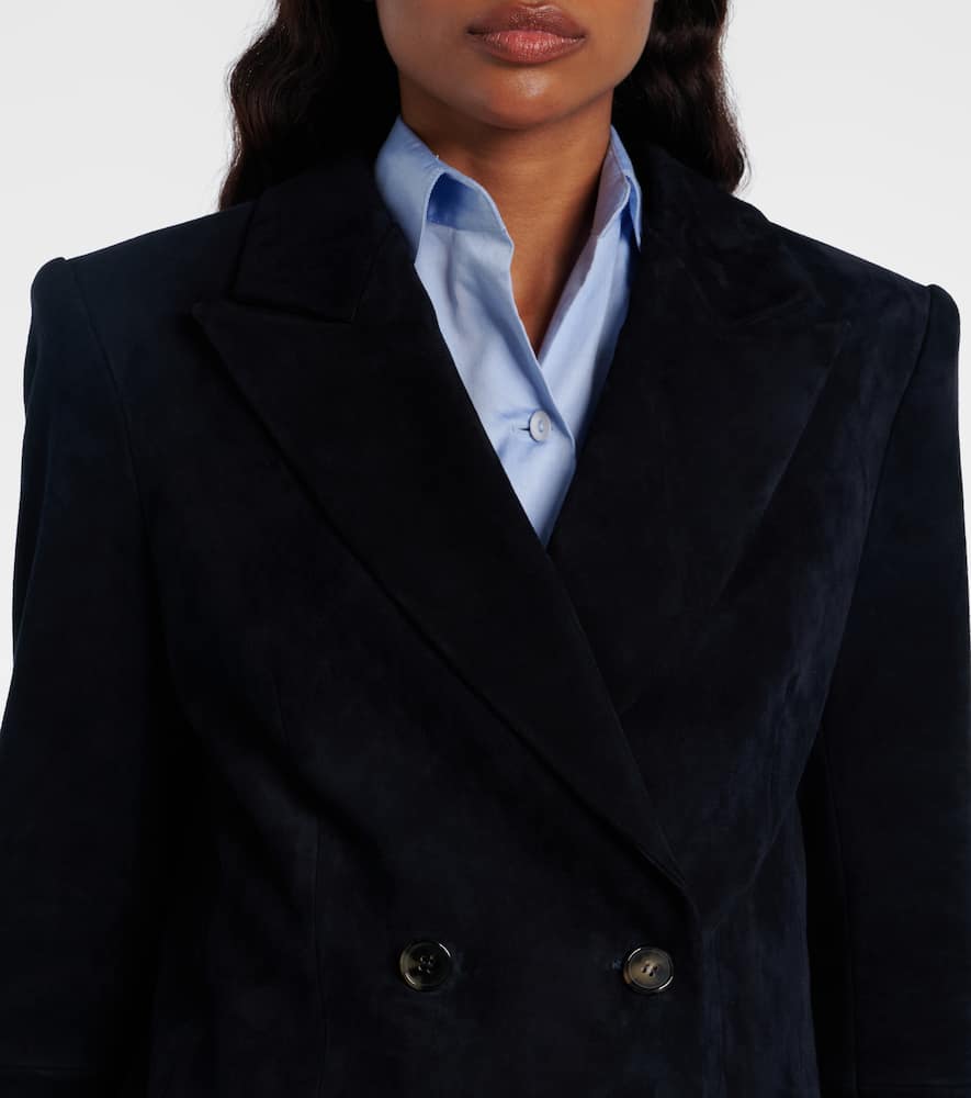 Stouls Suede Double-breasted Blazer In Black