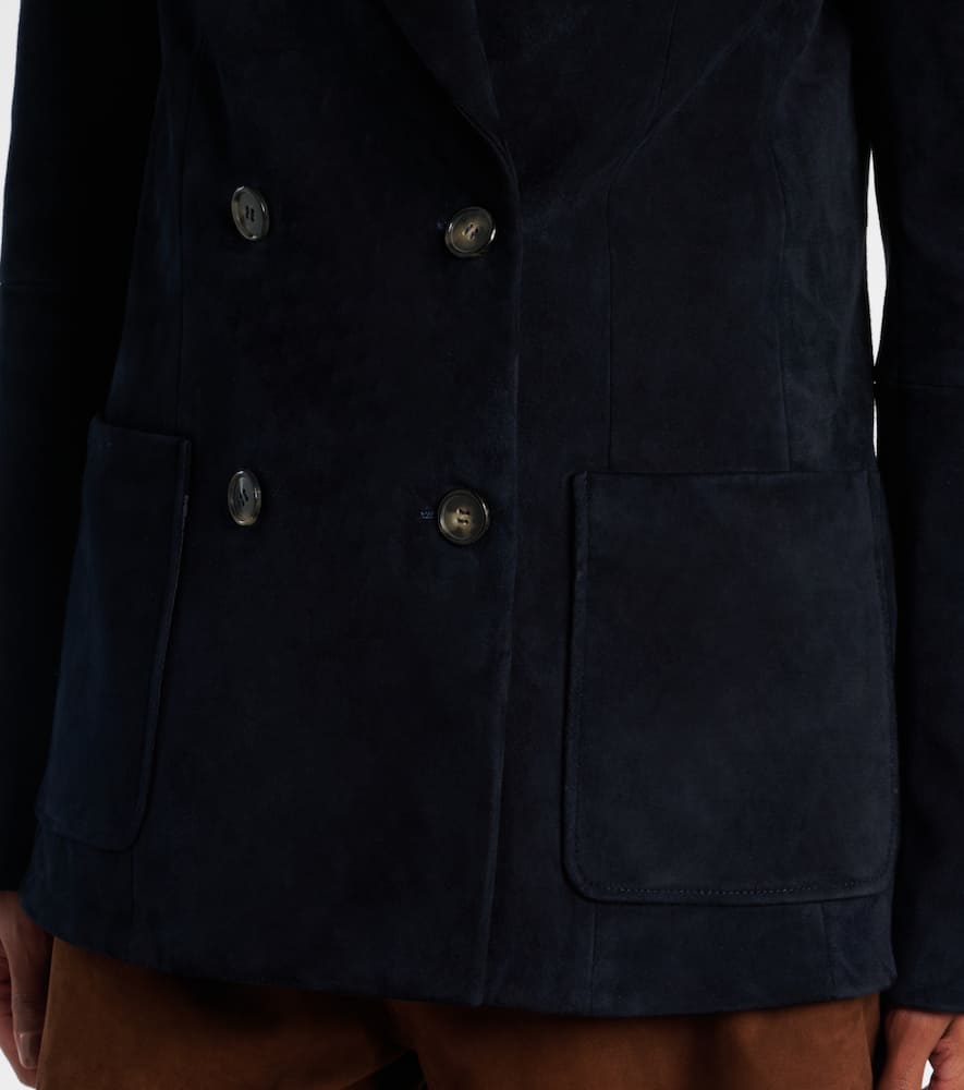 Stouls Suede Double-breasted Blazer In Black