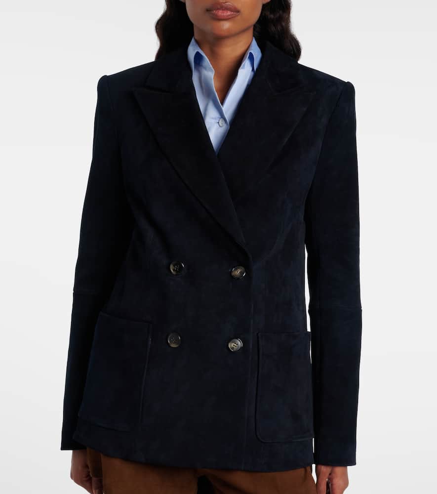 Stouls Suede Double-breasted Blazer In Black