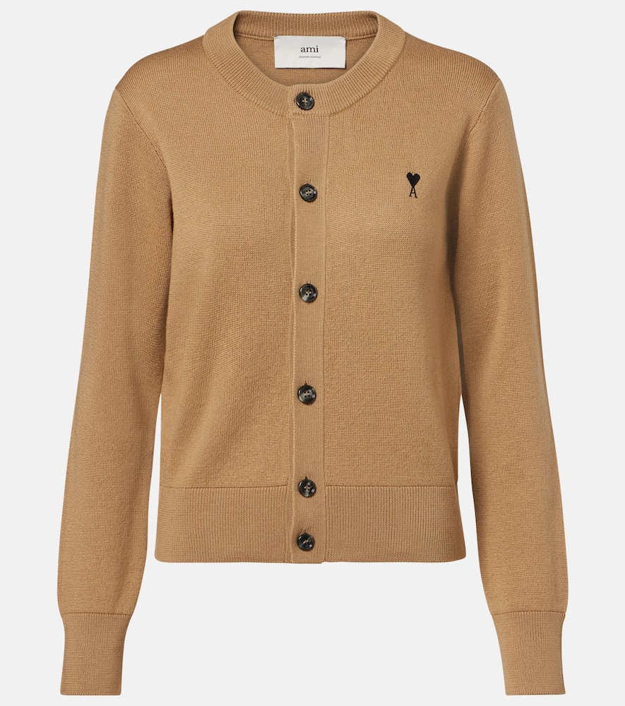 Ami Alexandre Mattiussi Long Sleeve Cardigan In Nude