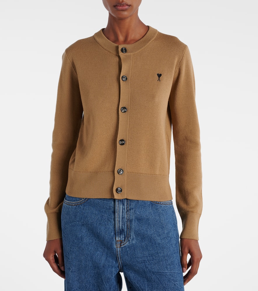 Ami Alexandre Mattiussi Long Sleeve Cardigan In Nude