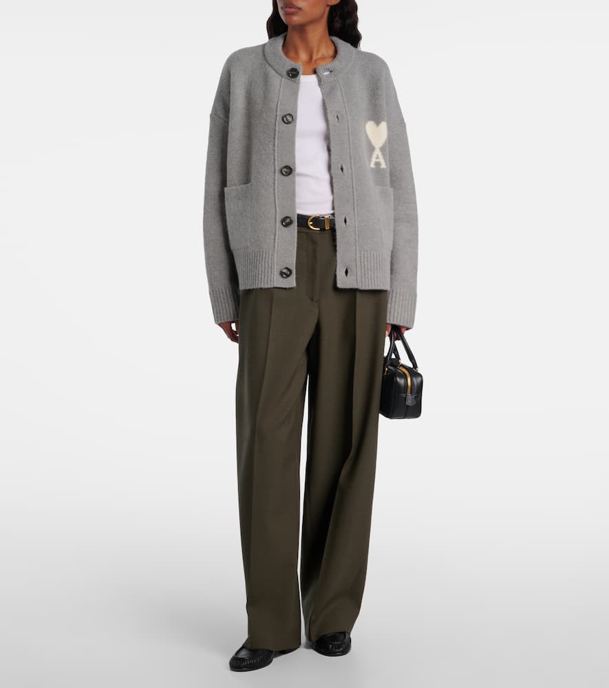 Ami Alexandre Mattiussi Ami De Caur Alpaca And Wool-blend Cardigan In Gray