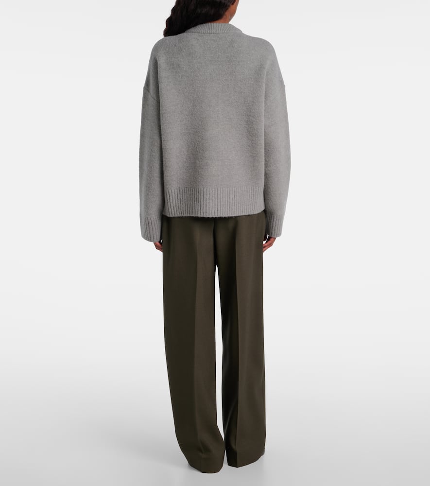 Ami Alexandre Mattiussi Ami De Caur Alpaca And Wool-blend Cardigan In Gray