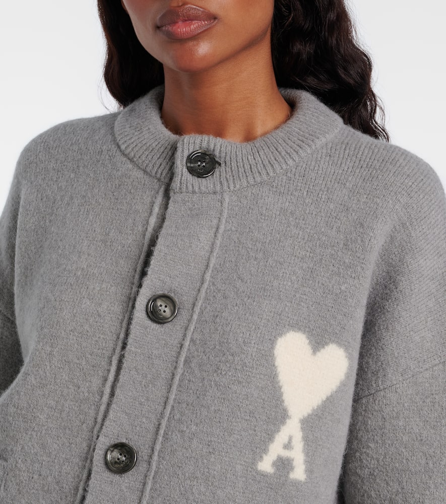 Ami Alexandre Mattiussi Ami De Caur Alpaca And Wool-blend Cardigan In Gray