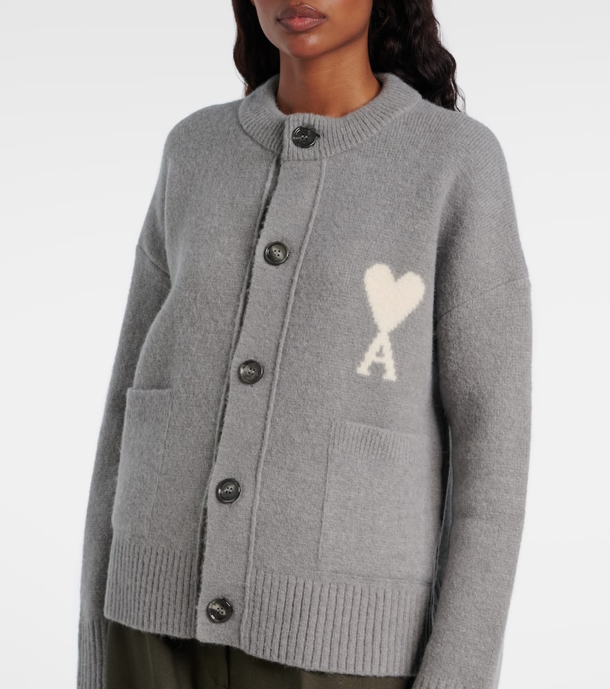 Ami Alexandre Mattiussi Ami De Caur Alpaca And Wool-blend Cardigan In Gray