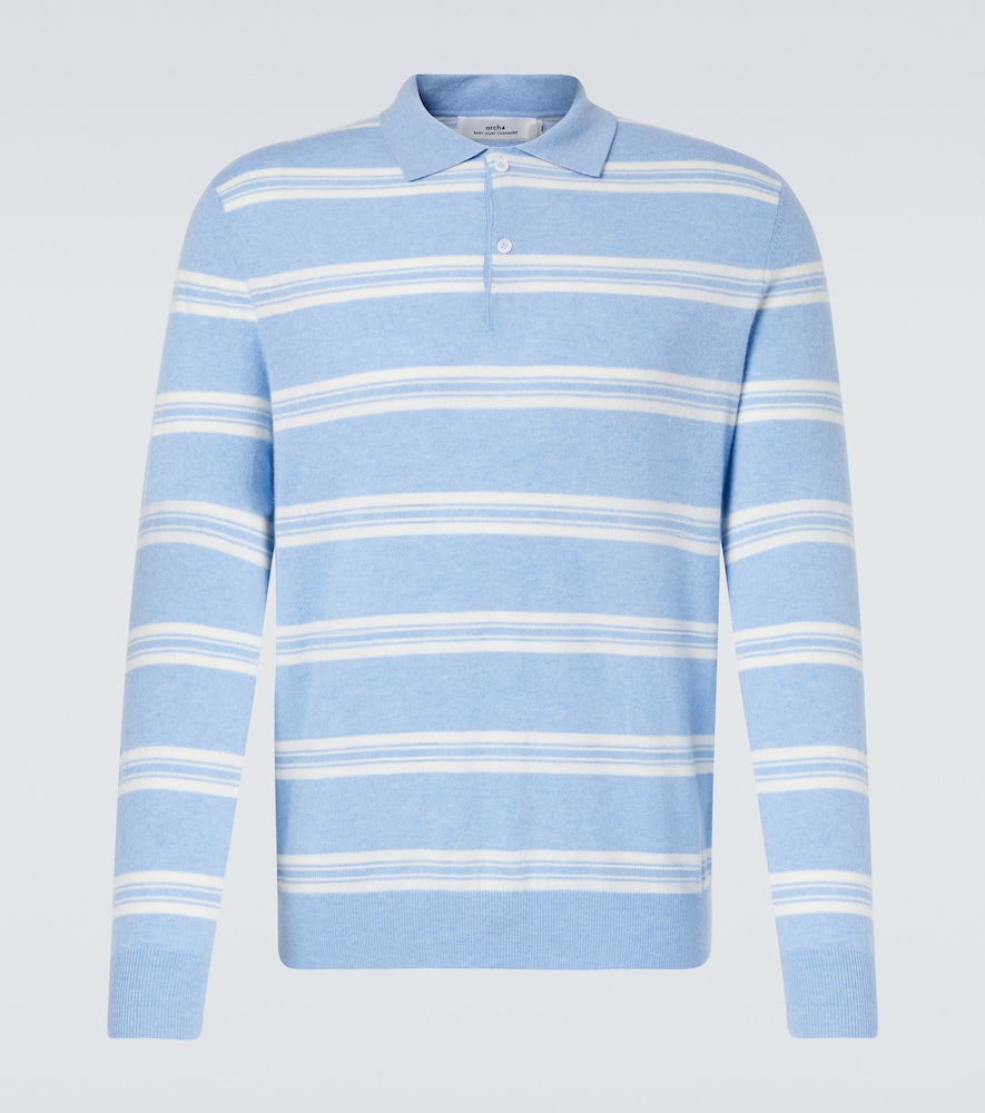 Arch4 Mr Swansea Striped Cashmere Polo Sweater