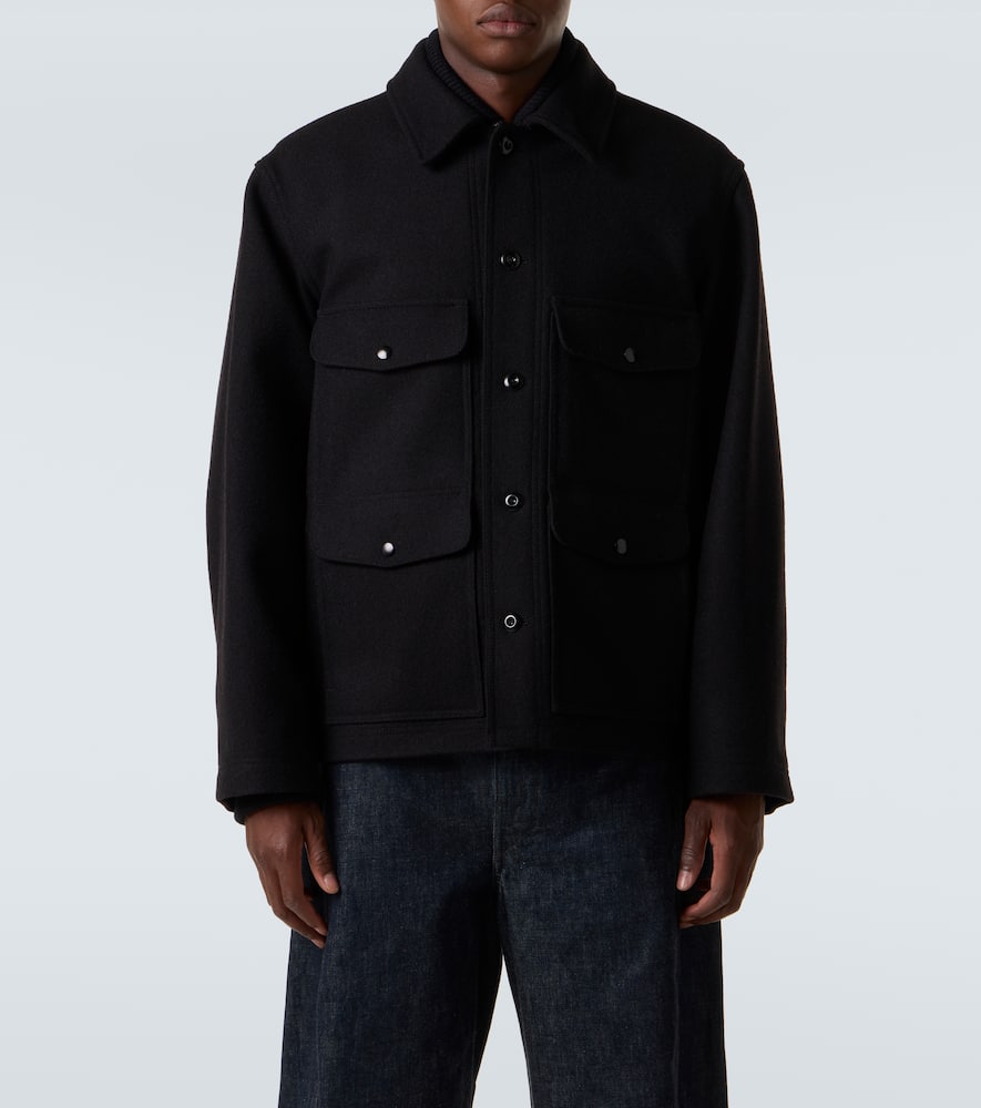Lemaire Wool Felt Field Jacket In Black