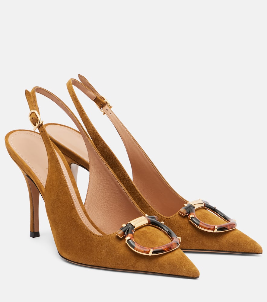 Ferragamo Sara Suede Slingback Pumps In Brown