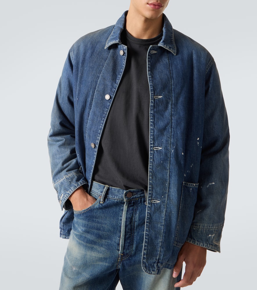 Visvim Patch-pocket Denim Overcoat In Blue