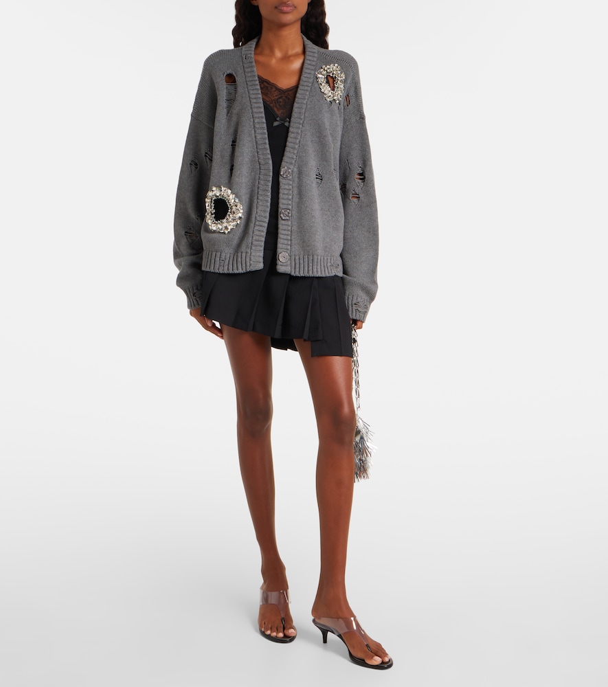 Area Distressed cotton and cashmere cardigan