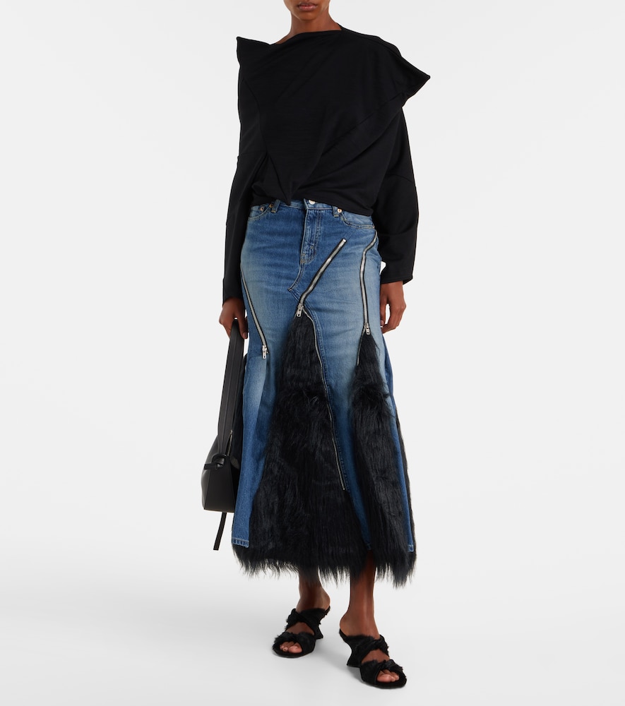  Junya Watanabe Junya Watanabe Low-rise Denim Maxi Skirt 