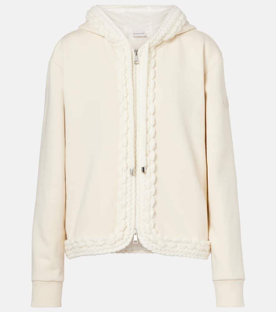 Moncler Cotton-blend Zip-up Cardigan In Neutral