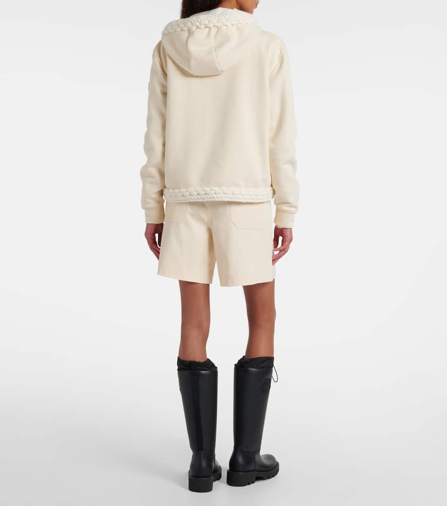 Moncler Cotton-blend Zip-up Cardigan In Neutral