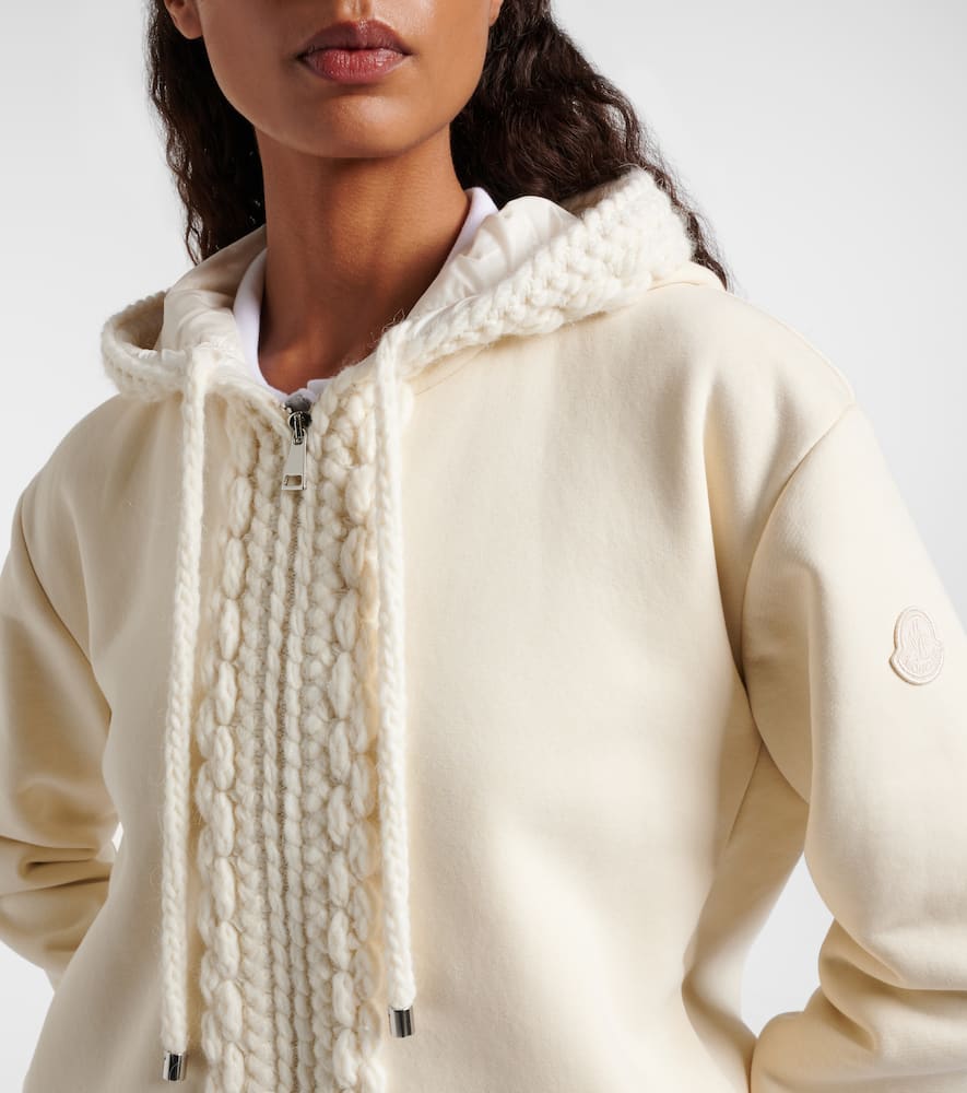 Moncler Cotton-blend Zip-up Cardigan In Neutral