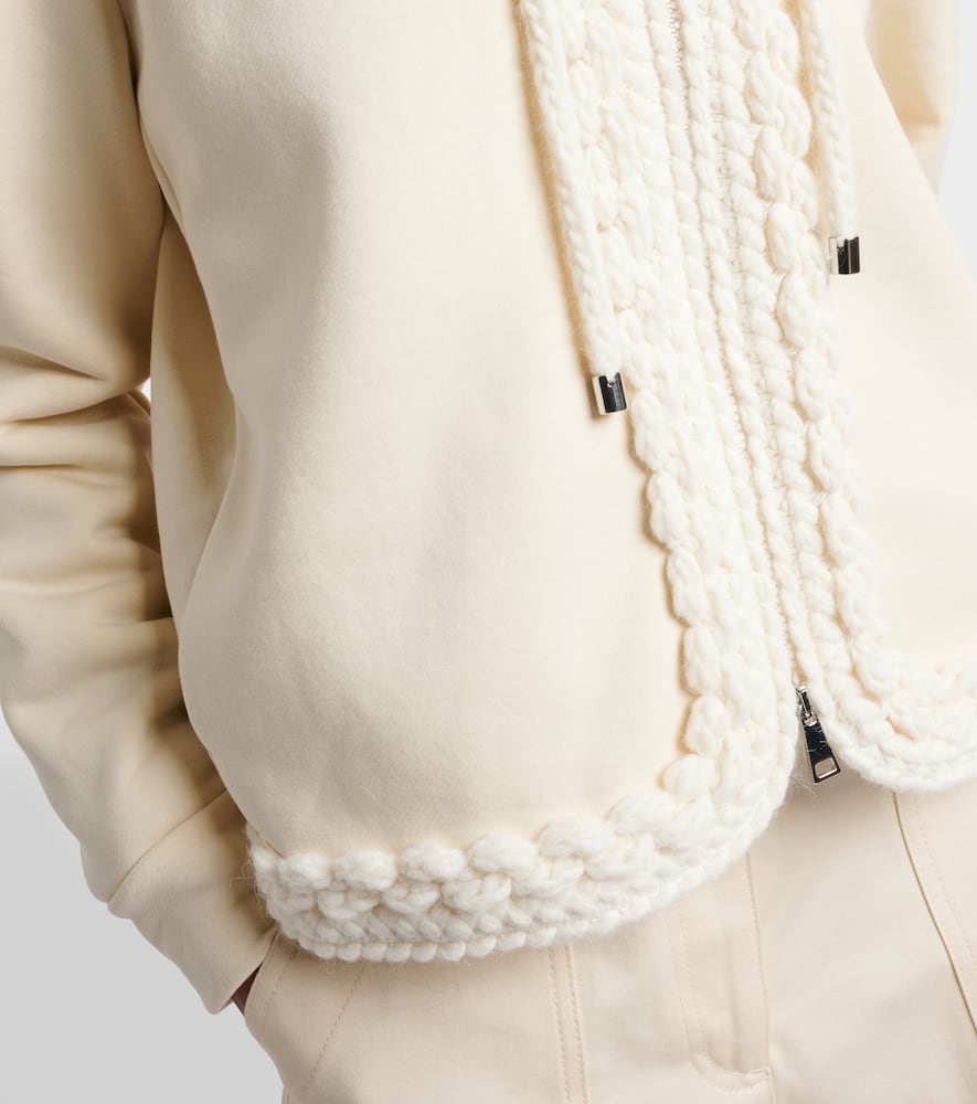 Moncler Cotton-blend Zip-up Cardigan In Neutral