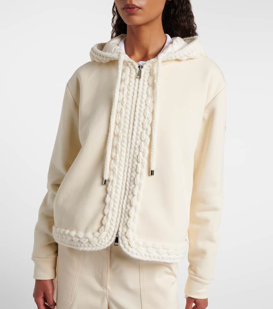Moncler Cotton-blend Zip-up Cardigan In Neutral