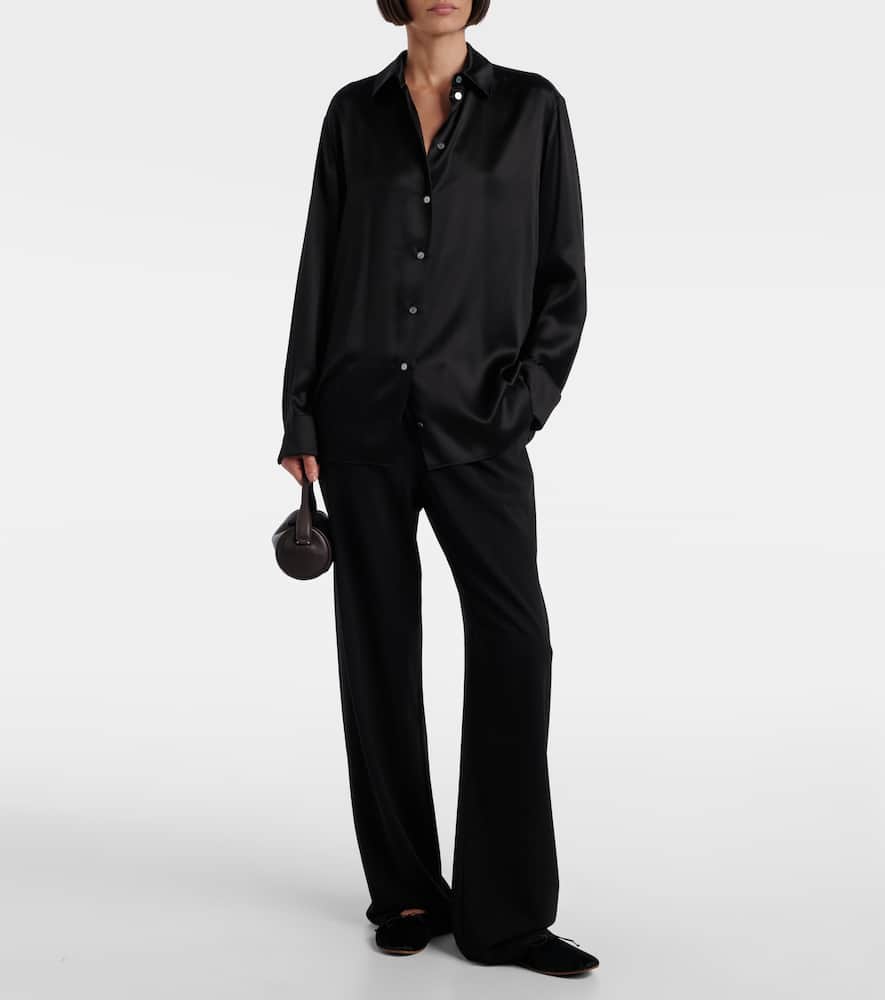 The Row Round Velvet Ballet Flats In Black