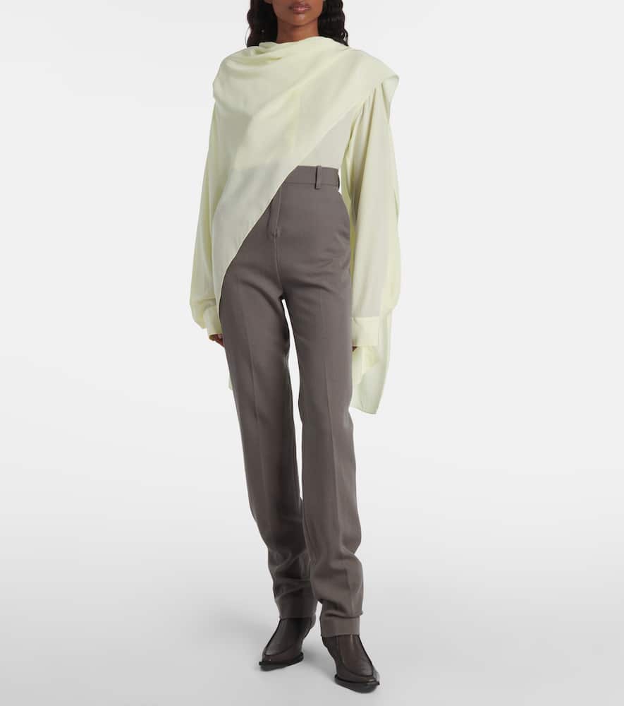 Calvin Klein Lucia High-rise Wool Slim Pants In Gray