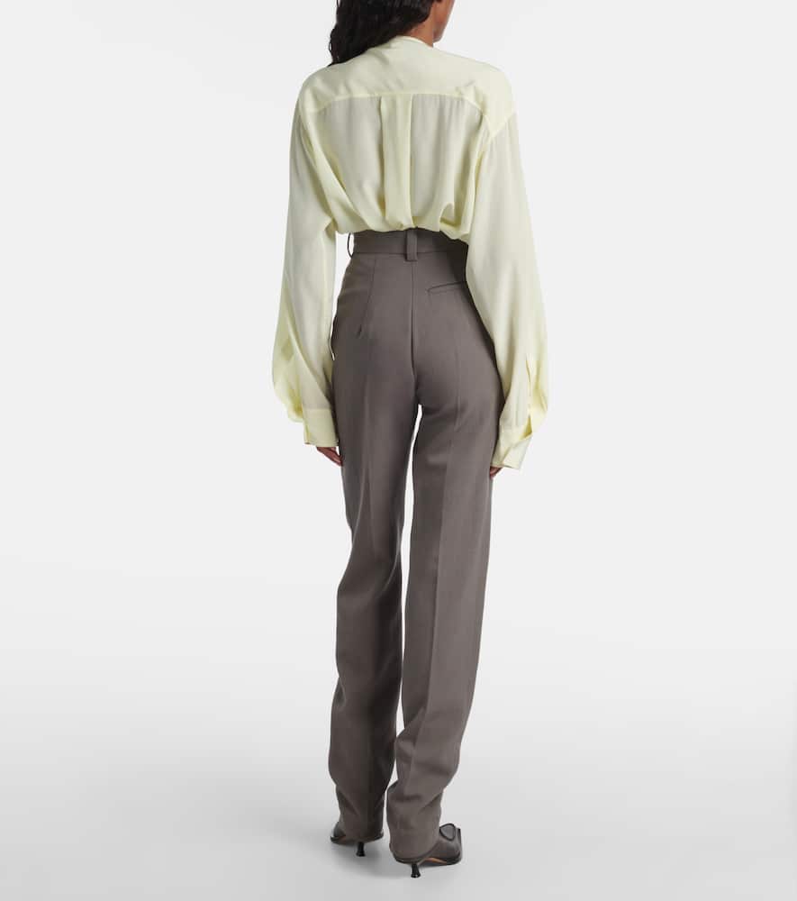 Calvin Klein Lucia High-rise Wool Slim Pants In Gray