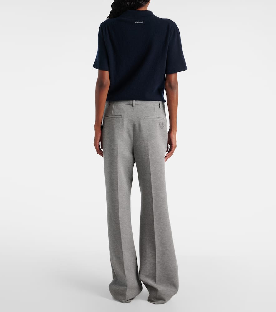 Miu Miu High-rise Wide-leg Pants In Gray