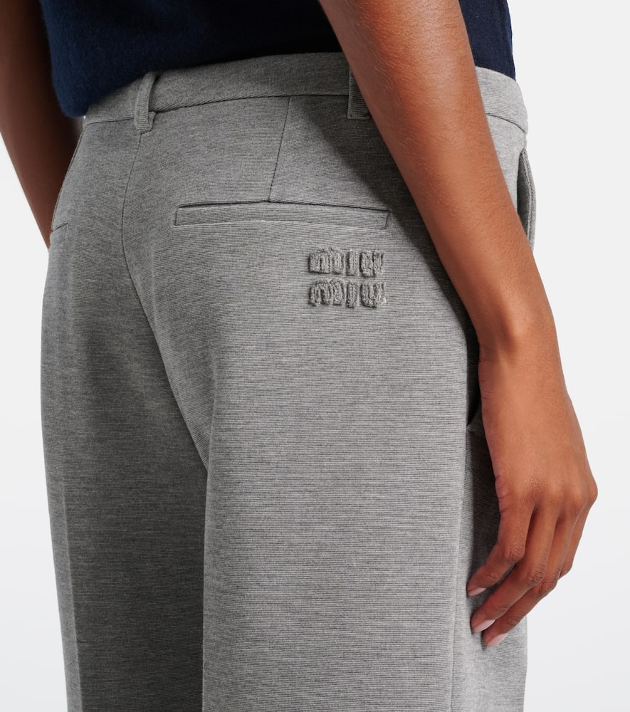 Miu Miu High-rise Wide-leg Pants In Gray