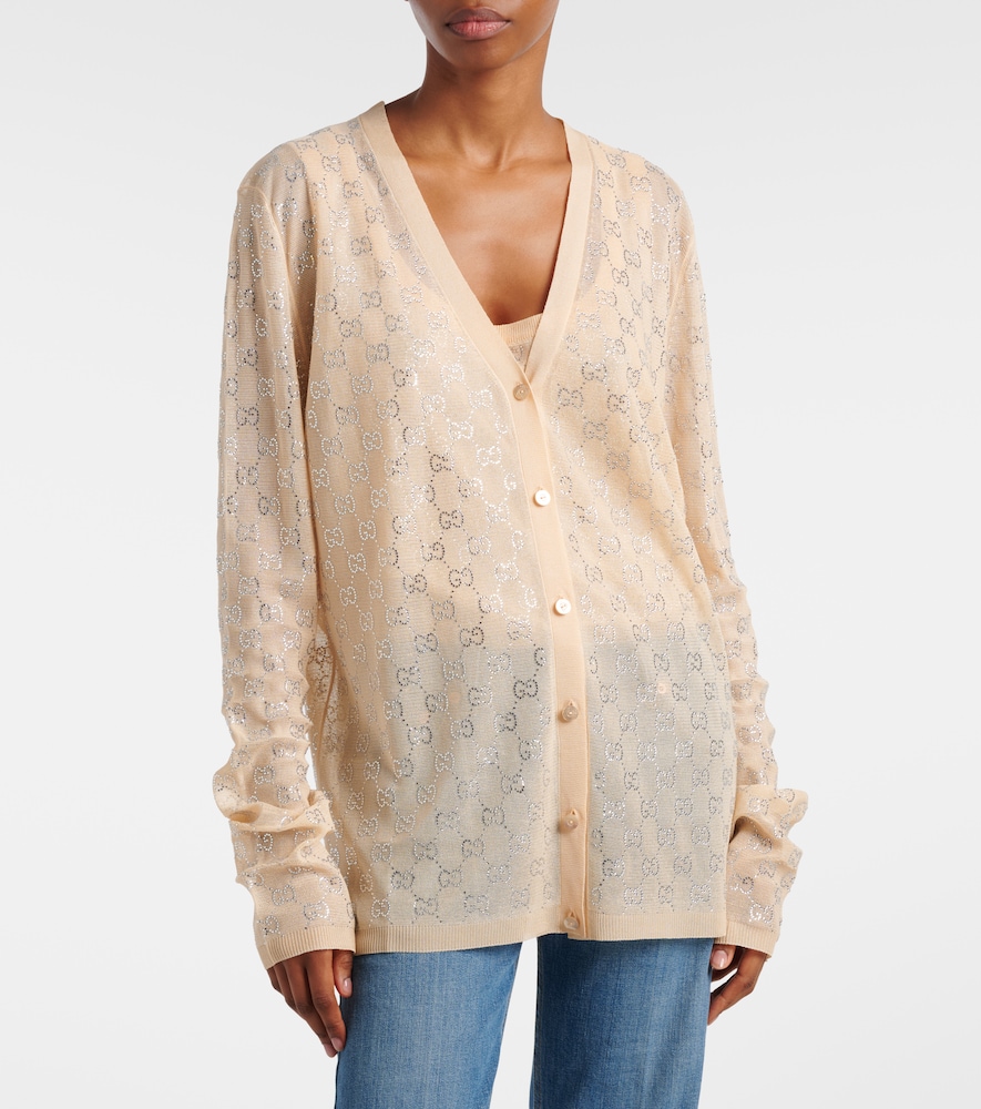  Gucci Gucci Cardigan Gg Aus Seide Mit Kristallen 