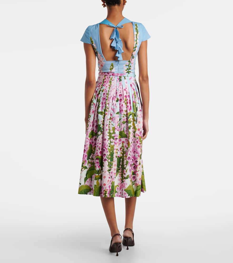 Oscar De La Renta Floral Cotton-blend Poplin Midi Dress In Multi
