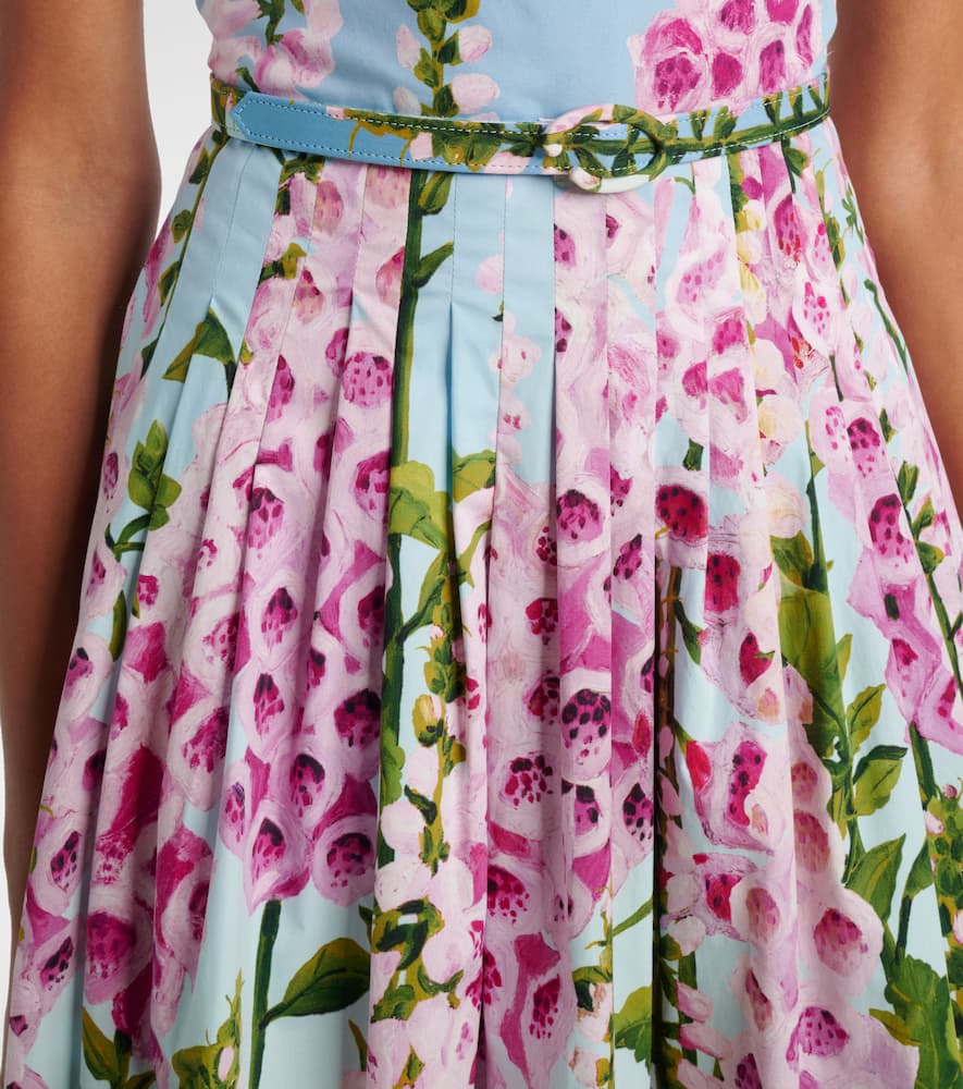 Oscar De La Renta Floral Cotton-blend Poplin Midi Dress In Multi